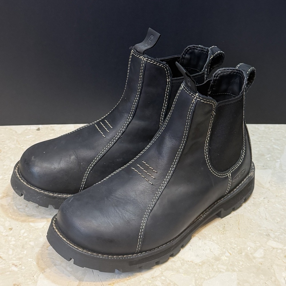 KEEN Utility Seattle Chelsea Boots Womens 6.5 M Black Leather ASTM F2892-18 EH